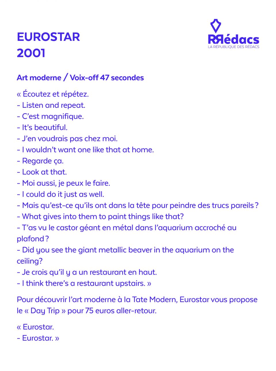 Spot Radio Eurostar - Art moderne