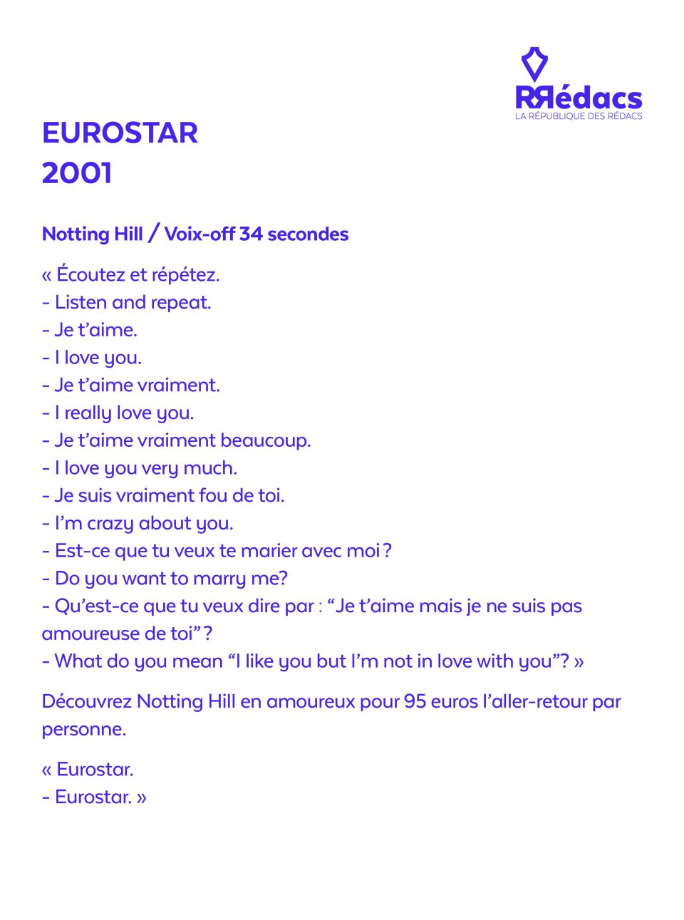 Spot radio Eurostar - Notting Hill