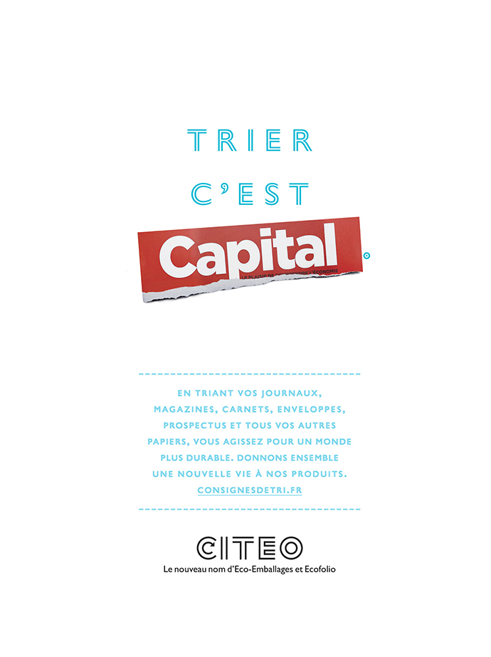Campagne Citeo sur le tri du papier, visuel Capital
