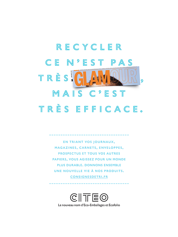 Campagne Citeo sur le tri du papier, visuel Glamour