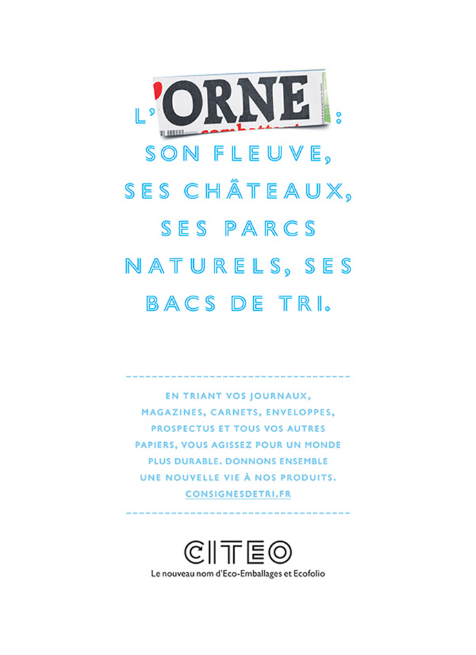 Campagne Citeo sur le tri du papier, visuel L'Orne
